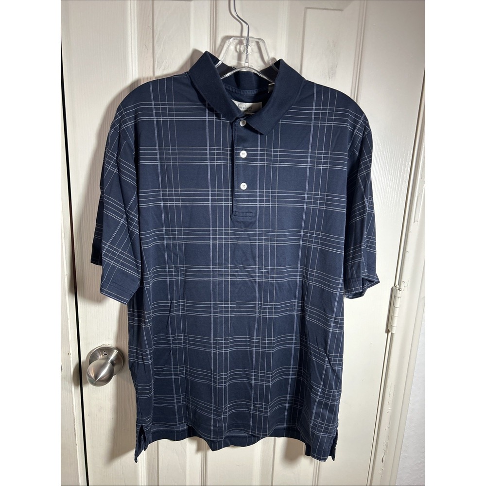 Turnbury Mens Short Sleeve Polo Shirt Navy Blue Pima Cotton Size Medium